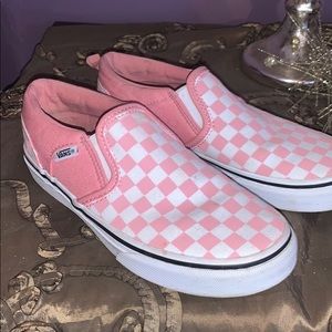 Pink and white checkered VANS